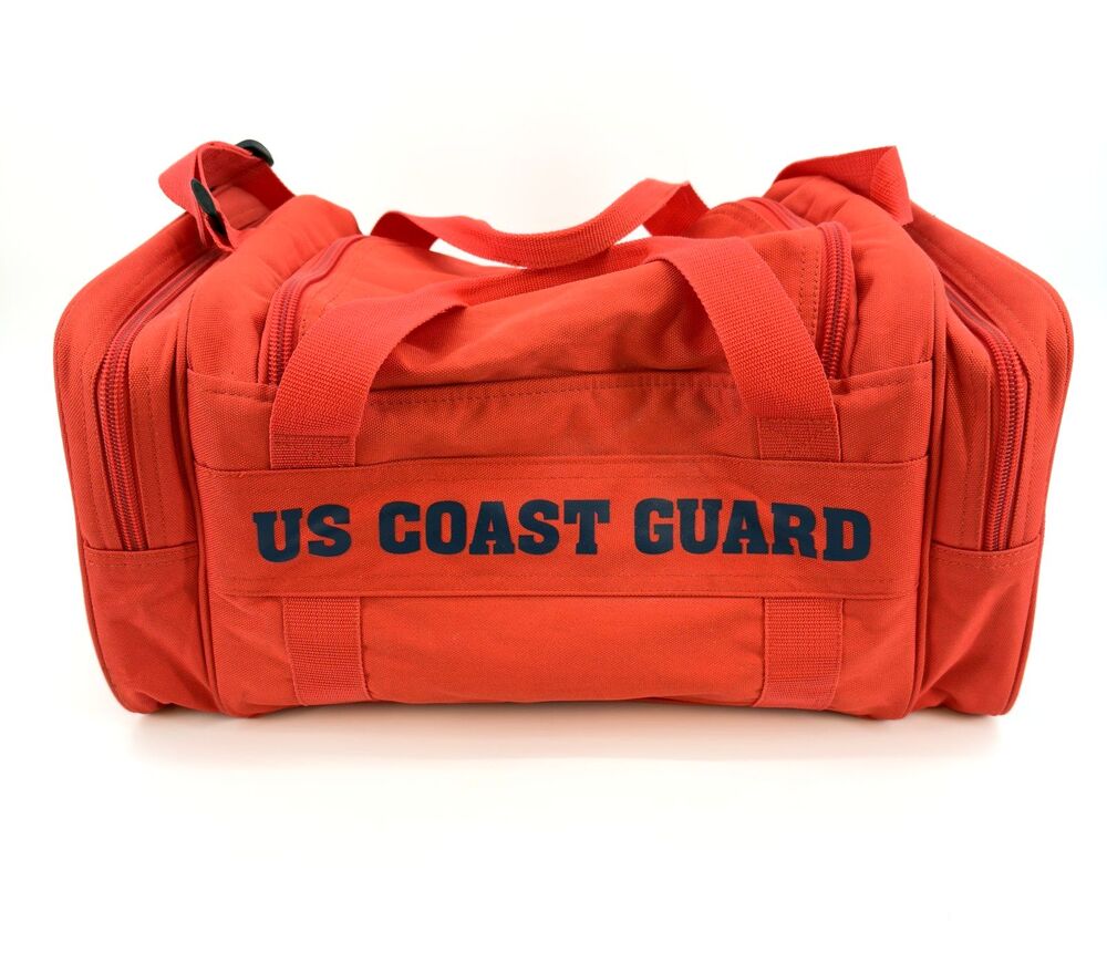 U.S. Coast Guard USCG Red Orange Duffel Bag Military Gym Travel Gear Unused